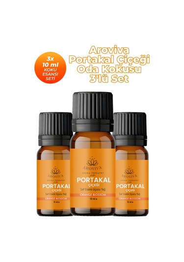 Portakal Çiçeği Oda Kokusu 3'lü Set- Doğal Esansiyel Uçucu Yağ, Difüzör Esansı, Buhurdanlık Yağı Portakal Çiçeği