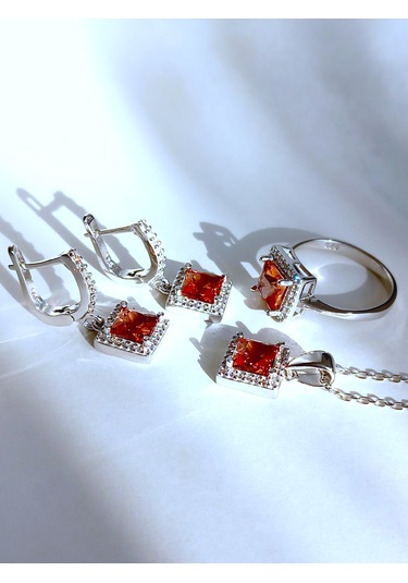 Gümüş Zultanit Sultan Taşlı Tasarım Kolye Küpe Yüzük Kadın Set 14