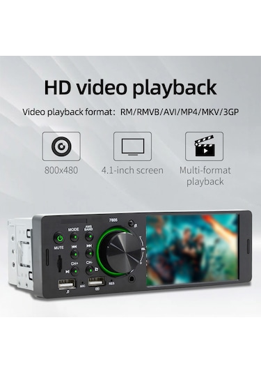 4.1 İnç Tek Din Araba Stereo Bt Mp5 Çalar Fm Radyo Alıcısı Desteği Tf/u-disk Oynatma Usb Şarj Eller Serbest Arama Ters Görüntü Ve Direksiyon Kontrolü