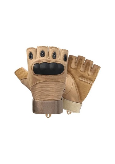 Yarım Parmak Cay222 Xl Beden Korumalı Taktik Eldiven Kahve