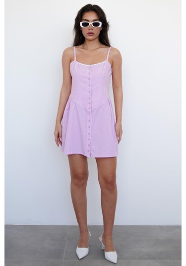 Madmext Pembe Pötikareli Kadın Mini Elbise Mg2387 Pembe