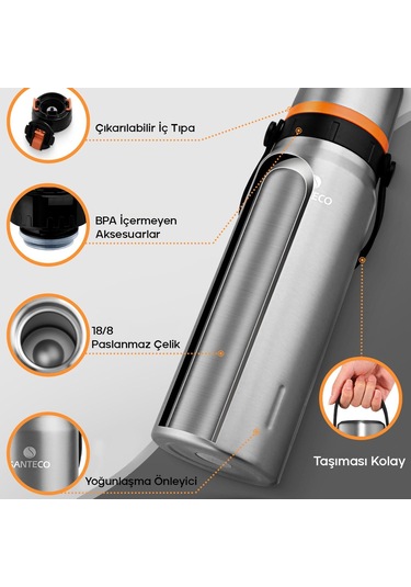 Schafer Santeco Çelik Termos 1200 Ml İnox