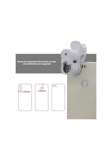 Hpy Pazar 60x Led Işıklı Telefon Dijital Mikroskobu Evrensel Klipsli Lens