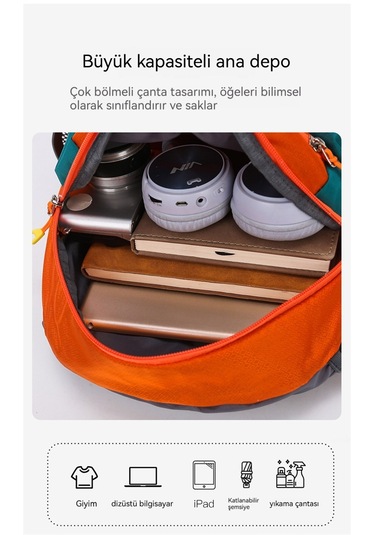 Relaxed Çift Tarzı Sırt Çantası, Eğlence Bisiklet Yürüyüş Sırt Çantası, Büyük Kapasiteli Su Geçirmez Açık Hava Sporları Dağcılık Çantası-turuncu Turuncu
