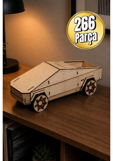 Ahşap Cybertruck Maketi Kendin Yap Dıy Dekoratif Kit - 3d Puzzle