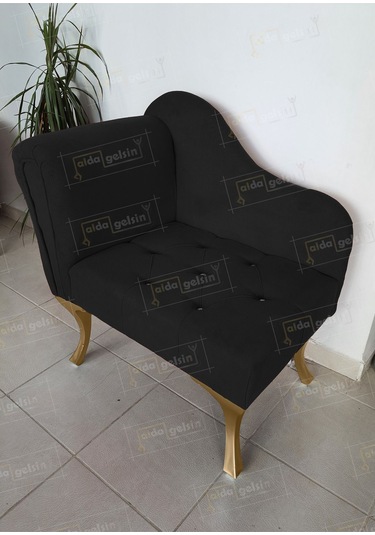 Yeni Model Tekli Köşe Koltuğu Josefin Bench Gold Ayak Siyah