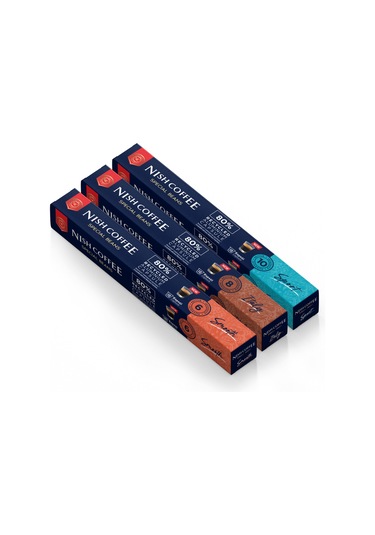 Nish Coffee Nespresso Uyumlu Kapsül Kahve 3'lü Set Smooth,ıtaly,sport -30 Adet Kapsül Kahve