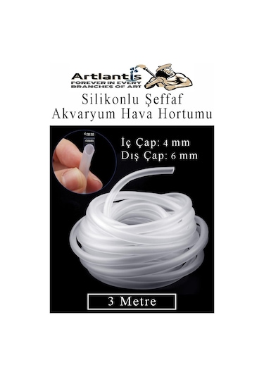 Silikonlu Şeffaf Akvaryum Hava Hortumu 3 M İç Çap 4 MM Dış Çap 6 MM Deney Fıskiye Kauçuk Hortum Yağ Hava Pompa Borusu