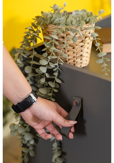 Creo Mobili Sürgü Kapaklı Organizer Smart Keson, Frenli Tekerlekli Ofis Ve Ev Komodini, Antrasit