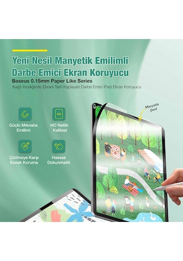 Baseus Apple Uyumlu iPad  9.7" Manyetik Kenarlı Mıknatıslı Ekran Koruyucu