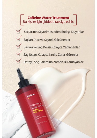 Kafeinli, Dökülme Karşıtı Sıvı Saç Kremi Kundal Head Spa & Scalp Scalıng Caffeine Water Treatment