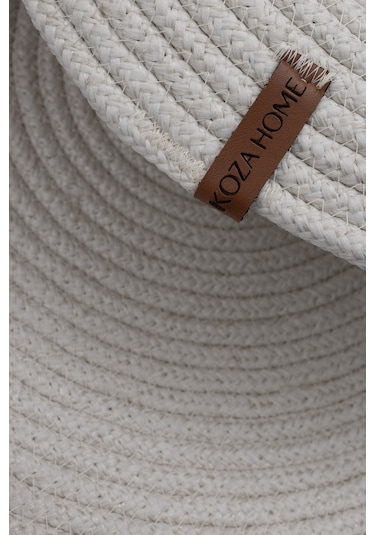 Koza Home Cesta Amerikan Servis El Yapımı Pamuklu Krem Jüt Örme Dekoratif D Krem