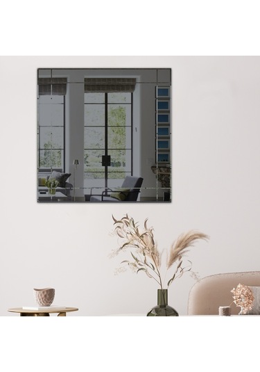 Ayna | Füme Ayna | Dikdörtgen Kanallı - Kare Ayna | 60Cm X 60Cm Füme