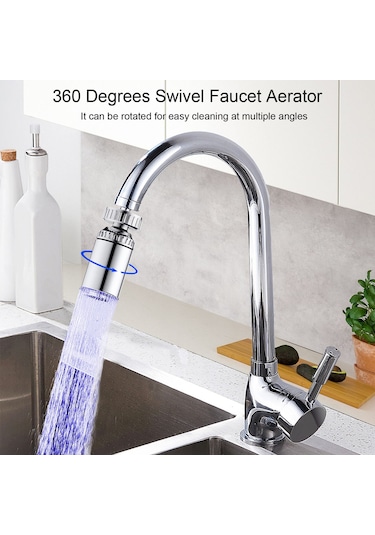 Tenfowee 360 Dönebilen Led Musluk Başlığı - Sıcaklık Sensörlü 3 Renkli Su Püskürtme Sistemi M22 İç Diş Diğer