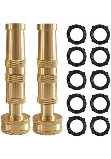 Symbee 2 Adet Kalın Cerrahi Bakır Bahçe Hortumu Uçucu, 3/4" Ayarlanabilir Akış Kontrolü, 10 Adet Kauçuk Yıkama Diski İçeren Tam Metal Nozzle Seti