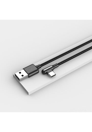 Suofeng Wsken Renkli Işıklı Type-c Eğik Uçlu Veri Şarj Kablosu Siyah 120cm - Oyun İçin Ideal, Hızlı Şarj Ve Veri Transferi