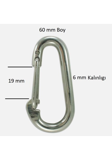 Periboia Baş Zincir Karabina Yaylı 6 Mm Galvanizli 2 Adet Çok Renkli