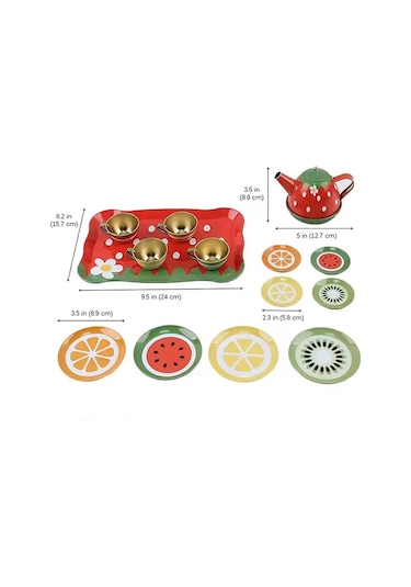 18 Parça Metal Oyuncak Çay Seti