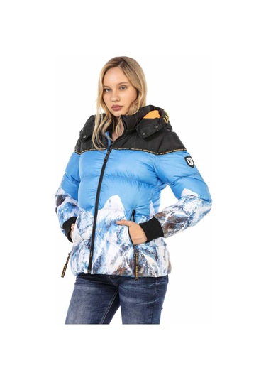 Cipo & Baxx Wm119 Baskılı Şişme Mont Blue Mavi
