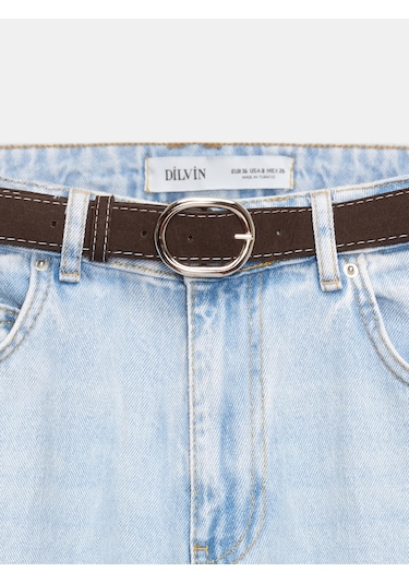 Dilvin 72288 Pamuk Kemerli Wide Leg Jean-mavi 34
