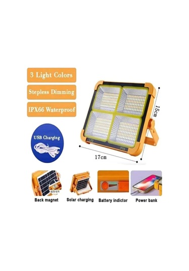 Ultra Parlak Led Solar Projektör Usb Şarj Edilebilir Kamp Feneri Su Geçirmez Dış Mekan Taşınabilir Arama Işığı Spot Işık Projektör Diğer