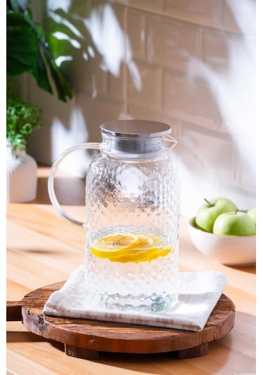 Kapris Balıksırtı Desenli Cam Sürahi 2000 Ml Sa6866