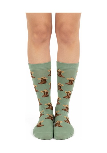 Gost Liria Cowboy Socks Desenli Unisex Soket Çorap Yeşil