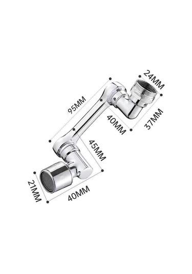 Uzatma Musluğu Su Tasarrufu Musluk 1080 Döner Musluk Başlığı Gümüş