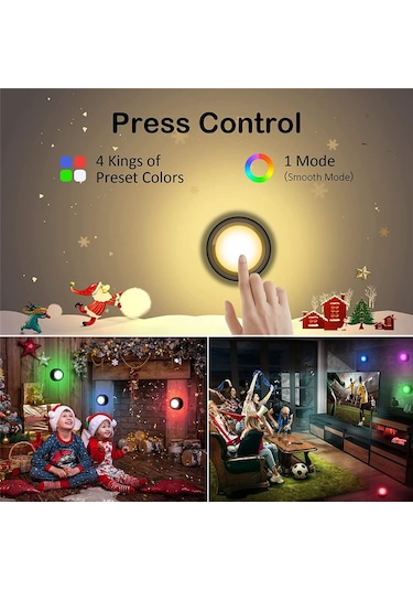 Xurunkeji Uzaktan Kumandalı Puck Işıkları, 16 Renk Rgb Led Dolap Altı Işıkları Kablosuz, Pil İle Çalışan Puck Işıkları Dolap, Yatak Odası İçin Siyah