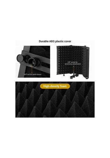 Ruicoo 3-panel Mikrofon Gürültü Engelleyici: Çok Katmanlı Ses Emici, Çevreleyici, Tahta/stant Uyumlu, Taşınabilir, Mikrofon Ve Stant Hariç