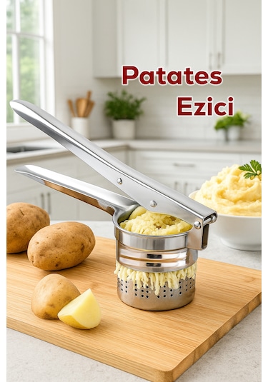 Porsima 76850 Patates Ezici Paslanmaz Metal Patates Ezici Püre Yapıcı Patates Ezeceği 27cm