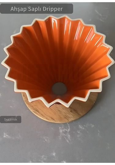 Ahşap Kahve Demleme Standı Dripper Turuncu