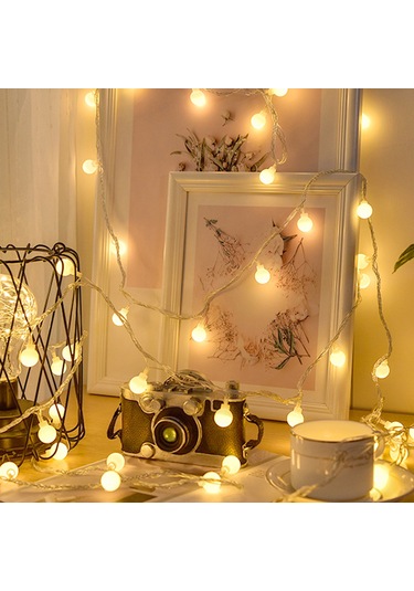 Hfambition 6m 40 Led Usb Kumlanmış Beyaz Top Işık Zinciri, Kumanda Kontrol, 3 Parlaklık Seviyesi, 8 Işık Efekti, 6 Saat Açık/18 Saat Kapalı