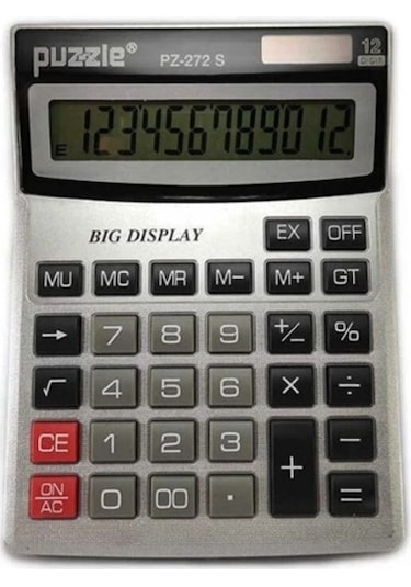 Puzzle Hesap Makinesi Pz-272s Gri - Siyah