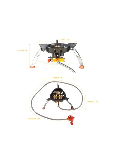 Zyzy-3 Çekirdekli Brülör Kamp Sobası 6800w Yürüyüş Gaz Sobası,y28527 Gri