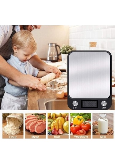 Ulzyvf Yiyecek Ve Terazisi Teraziler Tasarım Tartı Pişirme Paslanmaz Mutfak Kahve İçin Elektronik Dijital Dengesi Çelik Akıllı 10kg Lx Siyah Siyah