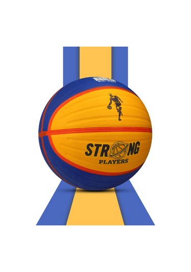 Telvesse Sarı Lacivert Basketbol Topu Grafiti Kauçuk Dayanıklı Deep Kanal Kabartmalı No:6 B66