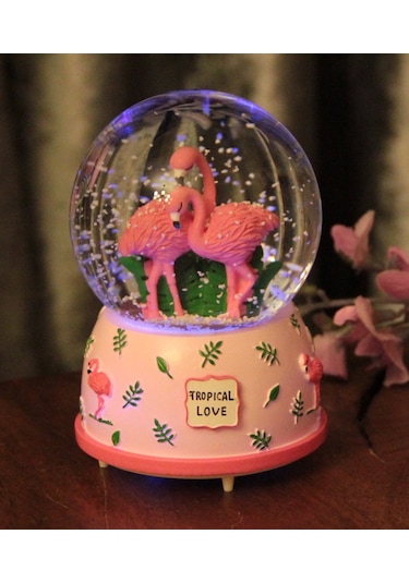 Kar Küresi Işıklı Ve Müzikli Flamingo Büyük Boy