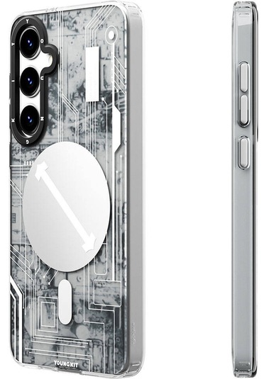 Galaxy S24 Plus Uyumlu Kılıf Magsafe Şarj Özellikli Youngkit Technology Serisi Kapak Mavi