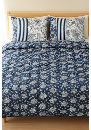 Cayprus Çift Kişilik Kapitone Dolgulu Pike 4 Mevsim Petek Dsn Yastık Kılıfı Dahil 200x230cm Lacivert