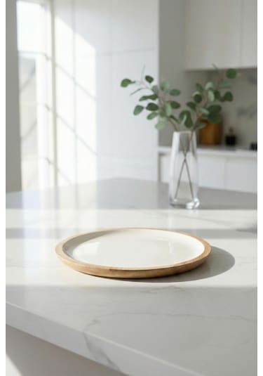 Mango Agacı Servis Tabağı & Sunum Tabağı 25 Cm Krem Krem - Kahverengi