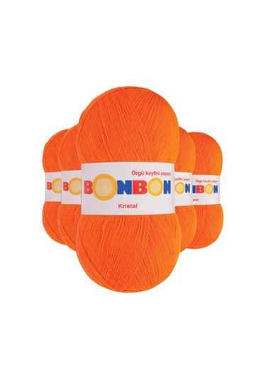 5 Adet Kristal El Örgü Lif İpi Turuncu 98215