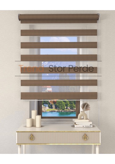 Somon Rengi Etek Dilimsiz Zebra Stor Güneşlik Perde Somon Rengi