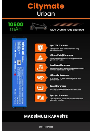 Citymate Urban / 36v 10500mAh Elektrikli Scooter Bataryası