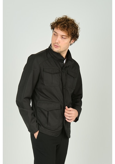 Daynax Erkek Cep Detaylı Dik Yaka Uzun Mont 7000 Yeşil Yeşil