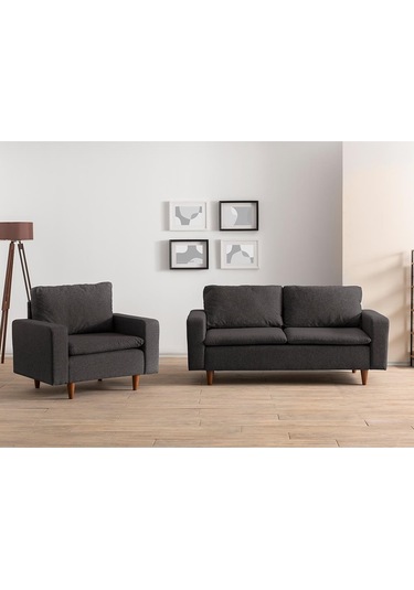 Lungo Modüler Koltuk Takımı Keten Koyu Gri Koyu Gri