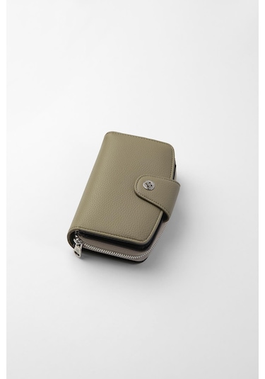 Cengiz Pakel Orta Boy Çıt Çıt Detaylı Kadın Cüzdan/portföy - 65300 - Haki/siyah 65300-haki-siyah
