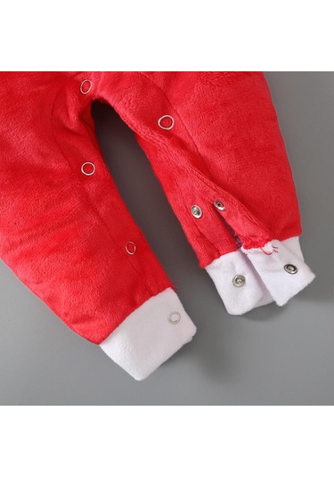 Noel Noel Baba Kostüm Giysileri Bebek Erkek Kız Peluş Romper Tulum Şapka İle 0-24 Ay İçin Kırmızı