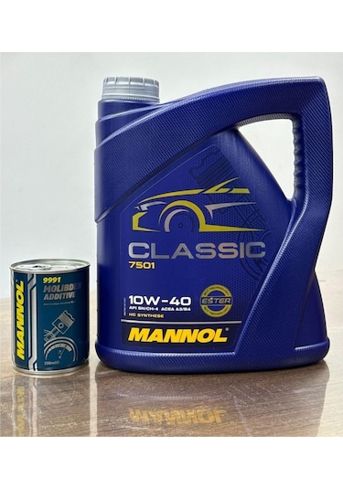 Motorx 10W40 Mannol Classic Yüksek Performanslı 4L Motor Yağı + Molibden Additive 300ml Ses  Katkısı