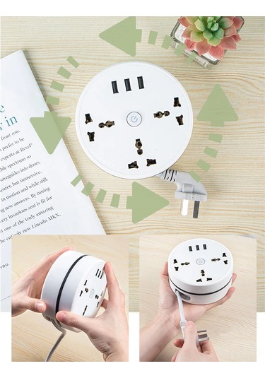 Kosona Alüminyum 3 Açık + 3 Usb Disk Şarj Cihazı - 2500w Hızlı Şarj Qc 3.0 1.8m Kablolu Euro Standartı Şebeke Priz